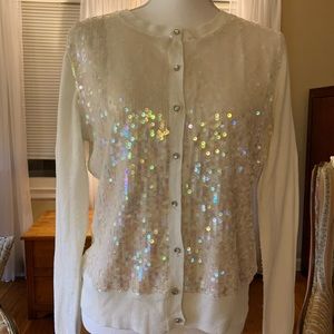 Cream sequined cardigan New York & Company Size L